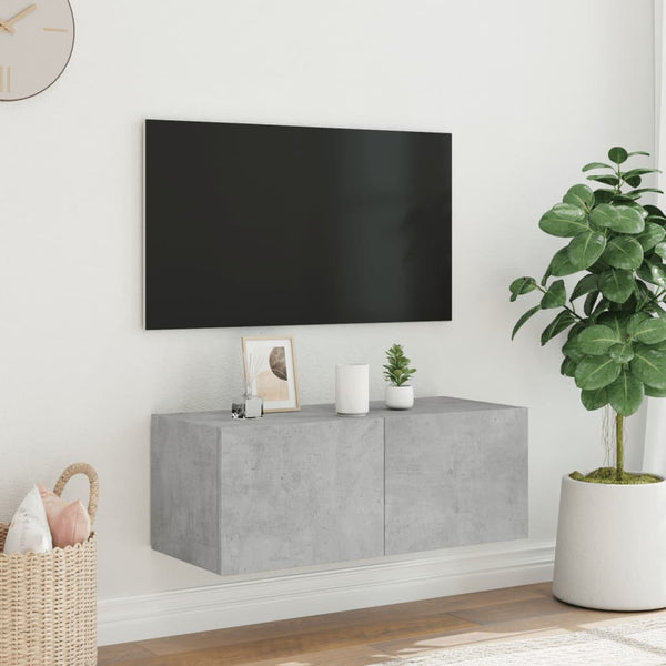 Betoninharmaa tv-seinäkaappi Genutu 80x35x31cm (led-valoilla)