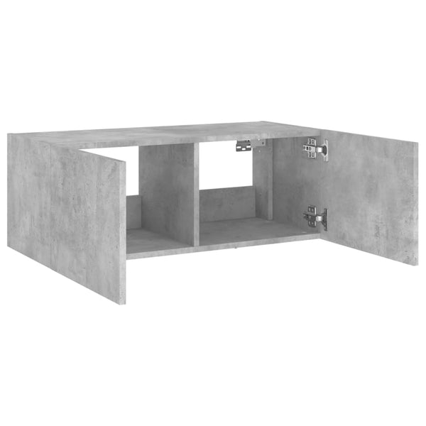 Betoninharmaa tv-seinäkaappi Genutu 80x35x31cm (led-valoilla)