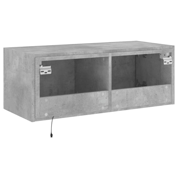 Betoninharmaa tv-seinäkaappi Genutu 80x35x31cm (led-valoilla)
