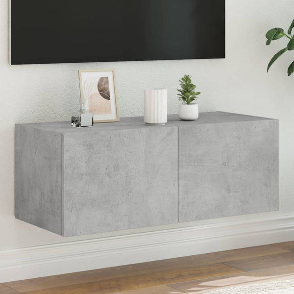 Betoninharmaa tv-seinäkaappi Genutu 80x35x31cm (led-valoilla)