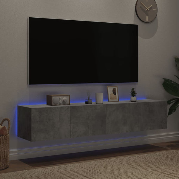 Betoninharmaa tv-seinäkaapit Genutu 80x35x31cm (led-valoilla 2 kpl)