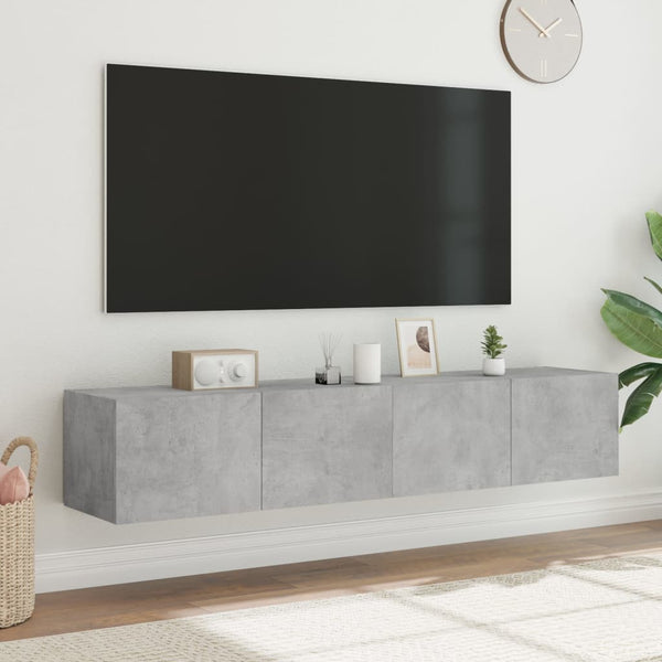 Betoninharmaa tv-seinäkaapit Genutu 80x35x31cm (led-valoilla 2 kpl)