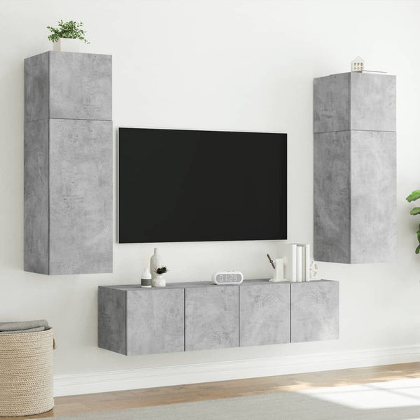 Betoninharmaa tv-seinäkaapit Genutu 80x35x31cm (led-valoilla 2 kpl)