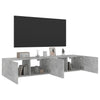 Betoninharmaa tv-seinäkaapit Genutu 80x35x31cm (led-valoilla 2 kpl)