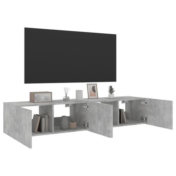 Betoninharmaa tv-seinäkaapit Genutu 80x35x31cm (led-valoilla 2 kpl)