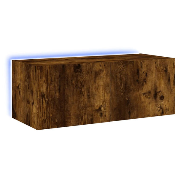 Savutammi tv-seinäkaappi Genutu 80x35x31cm (led-valoilla)