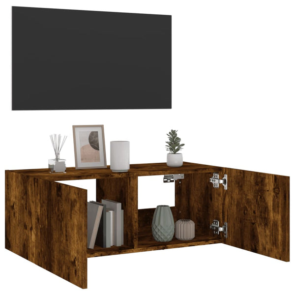 Savutammi tv-seinäkaappi Genutu 80x35x31cm (led-valoilla)