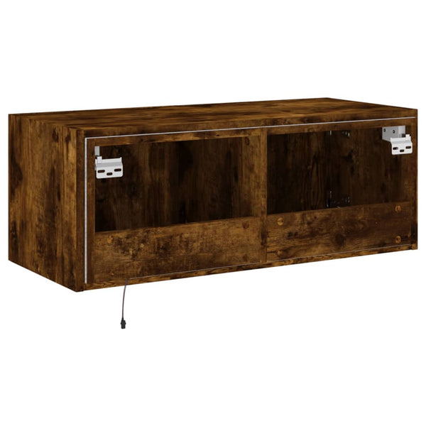 Savutammi tv-seinäkaappi Genutu 80x35x31cm (led-valoilla)