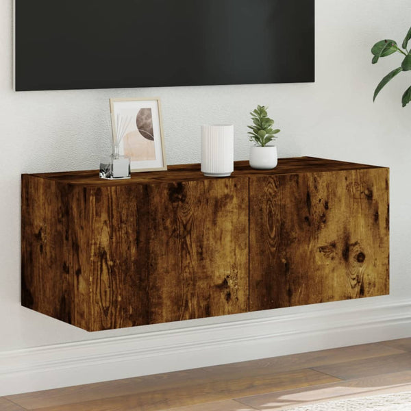 Savutammi tv-seinäkaappi Genutu 80x35x31cm (led-valoilla)