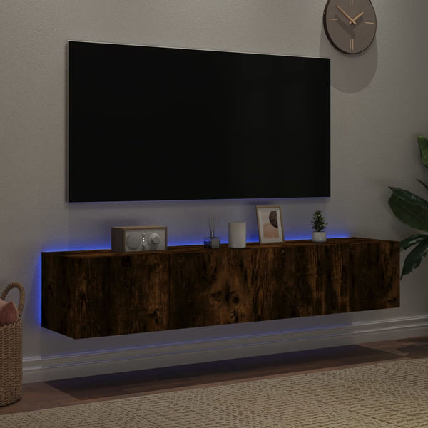 Savutammi tv-seinäkaapit Genutu 80x35x31cm (led-valoilla 2 kpl)
