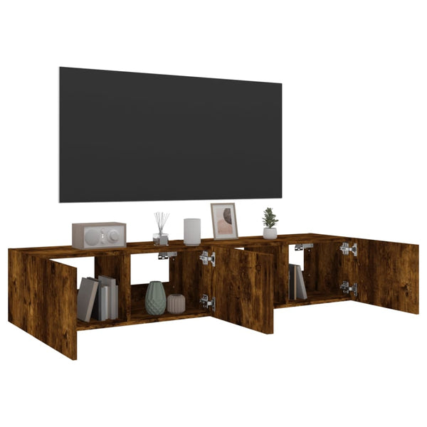 Savutammi tv-seinäkaapit Genutu 80x35x31cm (led-valoilla 2 kpl)
