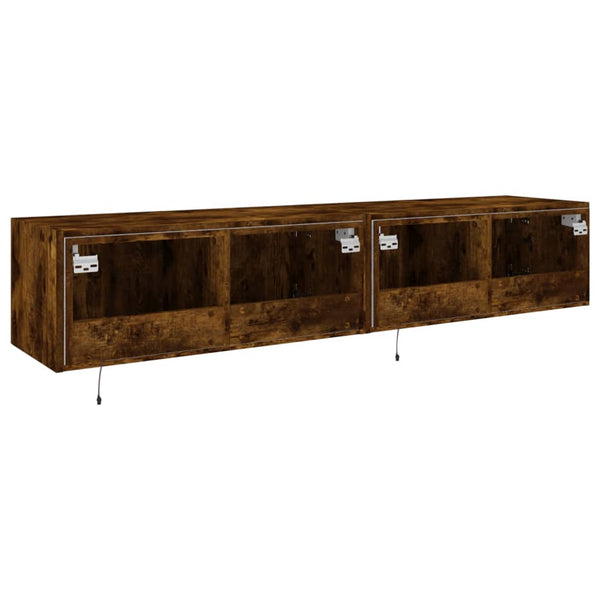 Savutammi tv-seinäkaapit Genutu 80x35x31cm (led-valoilla 2 kpl)