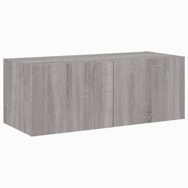 Harmaa tv-seinäkaappi Genutu 80x35x31cm (led-valoilla sonoma)