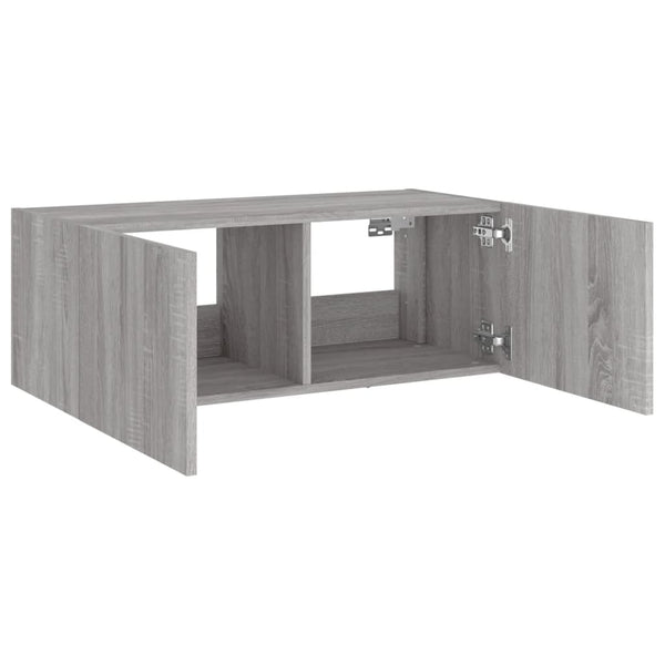 Harmaa tv-seinäkaappi Genutu 80x35x31cm (led-valoilla sonoma)