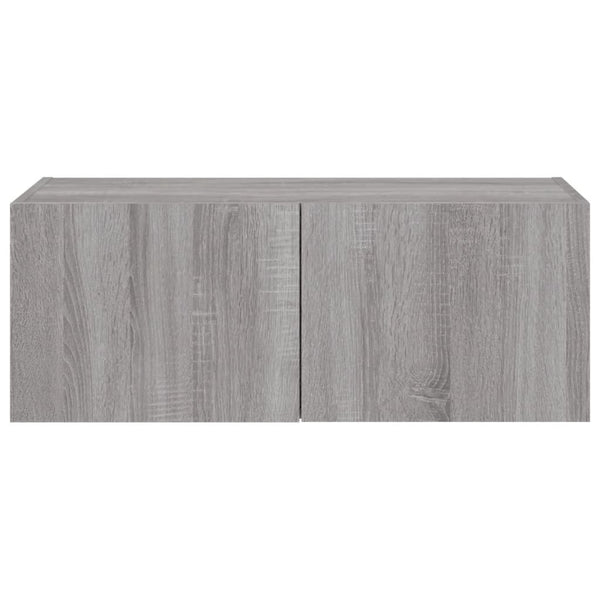 Harmaa tv-seinäkaappi Genutu 80x35x31cm (led-valoilla sonoma)