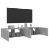 Harmaa tv-seinäkaapit led-valoilla Genutu 80x35x31cm (2 kpl sonoma)