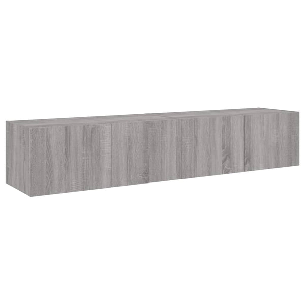 Harmaa tv-seinäkaapit led-valoilla Genutu 80x35x31cm (2 kpl sonoma)