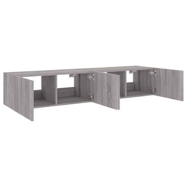 Harmaa tv-seinäkaapit led-valoilla Genutu 80x35x31cm (2 kpl sonoma)