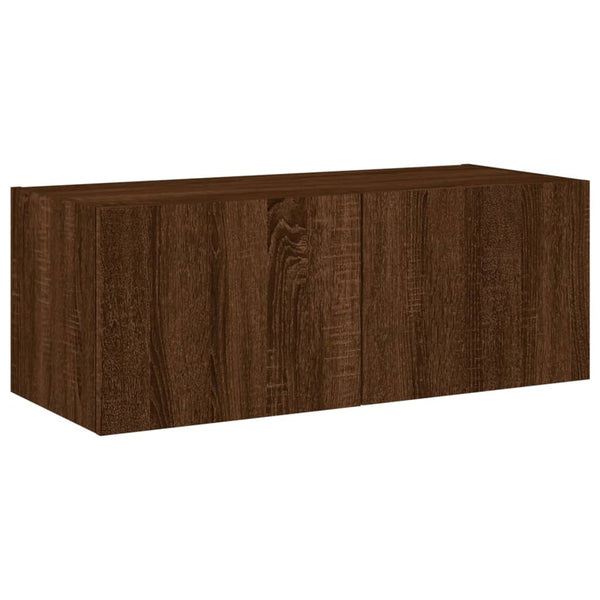 TV-Wandschrank Genutu aus brauner Eiche 80x35x31cm (mit LED-Beleuchtung)
