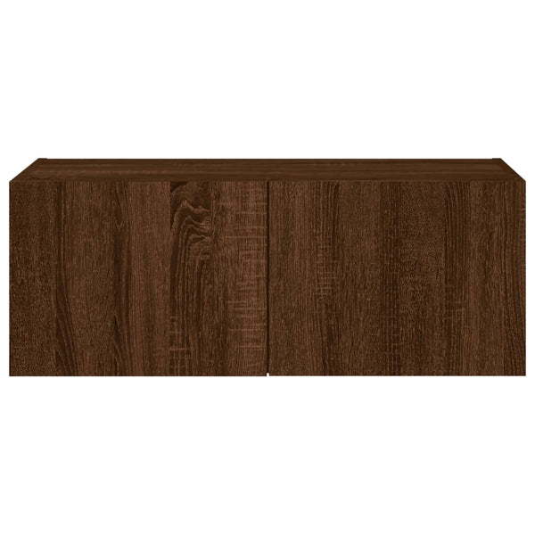 TV-Wandschrank Genutu aus brauner Eiche 80x35x31cm (mit LED-Beleuchtung)