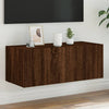 TV-Wandschrank Genutu aus brauner Eiche 80x35x31cm (mit LED-Beleuchtung)