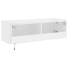 Valkoinen tv-seinäkaappi Genutu 100x35x31cm (led-valoilla)