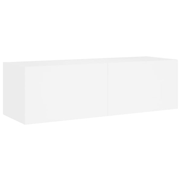 Valkoinen tv-seinäkaappi Genutu 100x35x31cm (led-valoilla)