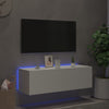 Valkoinen tv-seinäkaappi Genutu 100x35x31cm (led-valoilla)