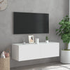 Valkoinen tv-seinäkaappi Genutu 100x35x31cm (led-valoilla)