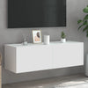 Valkoinen tv-seinäkaappi Genutu 100x35x31cm (led-valoilla)