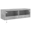 Betongrauer TV-Wandschrank Genutu 100x35x31cm (mit LED-Beleuchtung)
