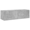 Betongrauer TV-Wandschrank Genutu 100x35x31cm (mit LED-Beleuchtung)