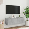 Betongrauer TV-Wandschrank Genutu 100x35x31cm (mit LED-Beleuchtung)