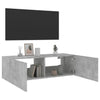 Betongrauer TV-Wandschrank Genutu 100x35x31cm (mit LED-Beleuchtung)