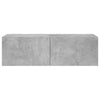 Betongrauer TV-Wandschrank Genutu 100x35x31cm (mit LED-Beleuchtung)