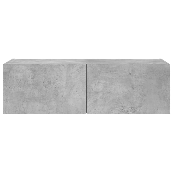 Betongrauer TV-Wandschrank Genutu 100x35x31cm (mit LED-Beleuchtung)