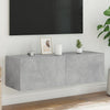 Betongrauer TV-Wandschrank Genutu 100x35x31cm (mit LED-Beleuchtung)
