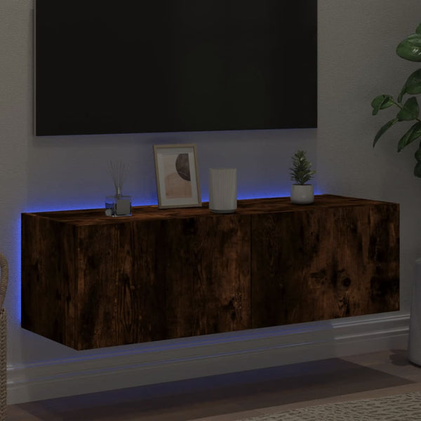 Savutammi tv-seinäkaappi Genutu 100x35x31cm (led-valoilla)