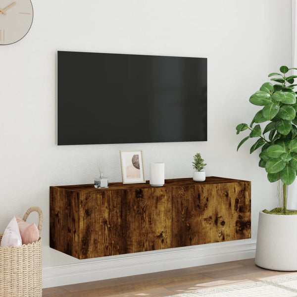 Savutammi tv-seinäkaappi Genutu 100x35x31cm (led-valoilla)