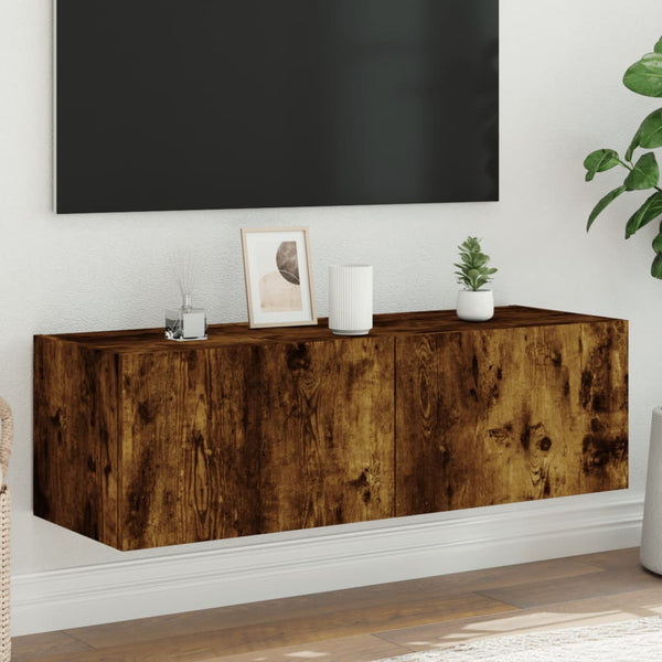Savutammi tv-seinäkaappi Genutu 100x35x31cm (led-valoilla)