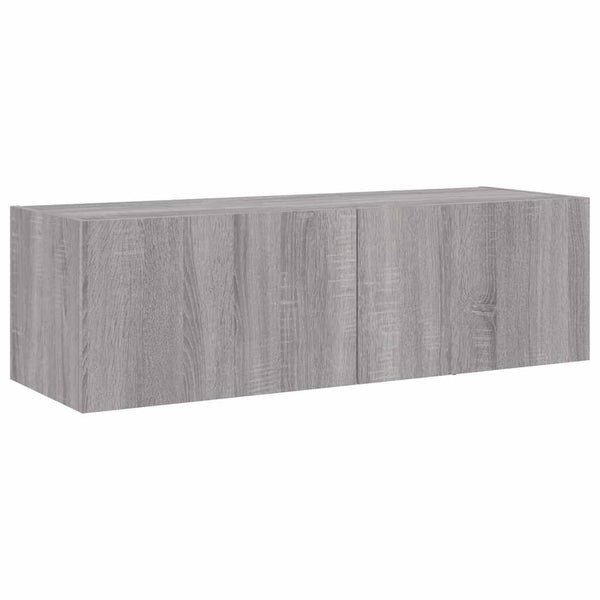 Harmaa tv-seinäkaappi Genutu 100x35x31cm (led-valoilla sonoma)