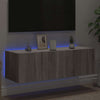 Harmaa tv-seinäkaappi Genutu 100x35x31cm (led-valoilla sonoma)