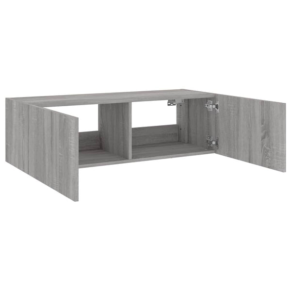 Harmaa tv-seinäkaappi Genutu 100x35x31cm (led-valoilla sonoma)