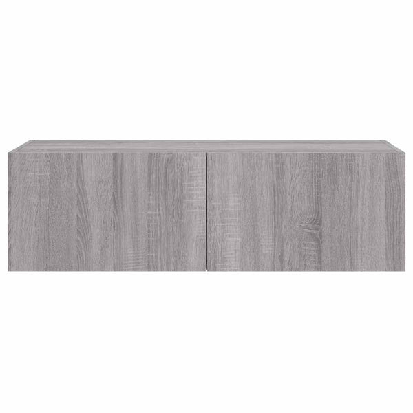 Harmaa tv-seinäkaappi Genutu 100x35x31cm (led-valoilla sonoma)
