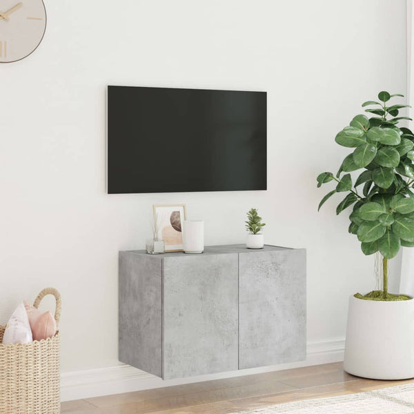 Betongrauer TV-Wandschrank Genutu 60x35x41cm (mit LED-Beleuchtung)