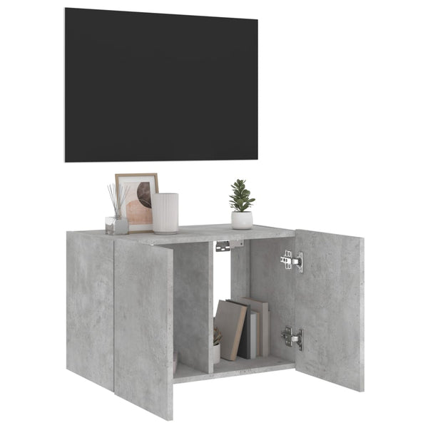 Betongrauer TV-Wandschrank Genutu 60x35x41cm (mit LED-Beleuchtung)