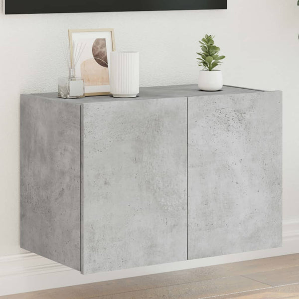 Betongrauer TV-Wandschrank Genutu 60x35x41cm (mit LED-Beleuchtung)