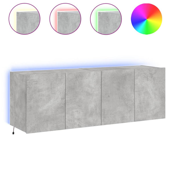 Betongraue TV-Wandschränke mit LED-Beleuchtung Genutu 60x35x41cm (2 St.)