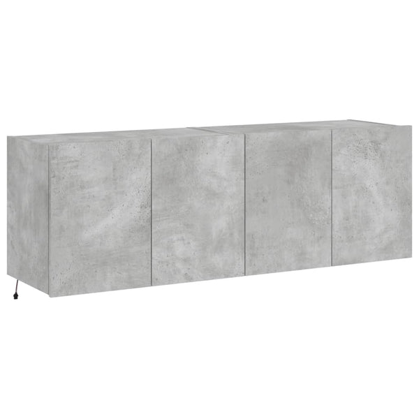 Betongraue TV-Wandschränke mit LED-Beleuchtung Genutu 60x35x41cm (2 St.)