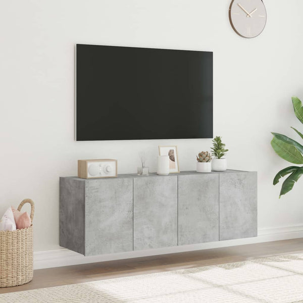 Betongraue TV-Wandschränke mit LED-Beleuchtung Genutu 60x35x41cm (2 St.)